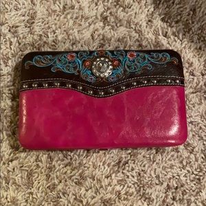 Western wallet - pink, brown, turquoise